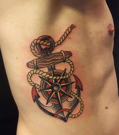 American Traditional Rope Tattoo, Sailor Jerry Compass Tattoo, Old School Tattoo Anchor, Navy Anchor Tattoos, Rope Tattoo, Tattoo Anchor, Traditional Tattoo Old School, Lighthouse Tattoo, Compass Tattoo Design