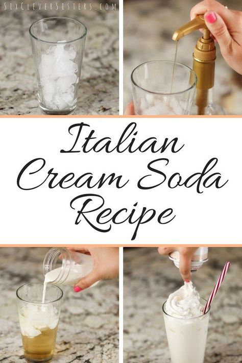 Italian Soda Recipe, Italian Cream Soda Recipe, Cream Soda Recipe, Soda Stream Recipes, Italian Soda Bar, Italian Sodas, Italian Cream Soda, Ice Cream Soda, Torani Syrup