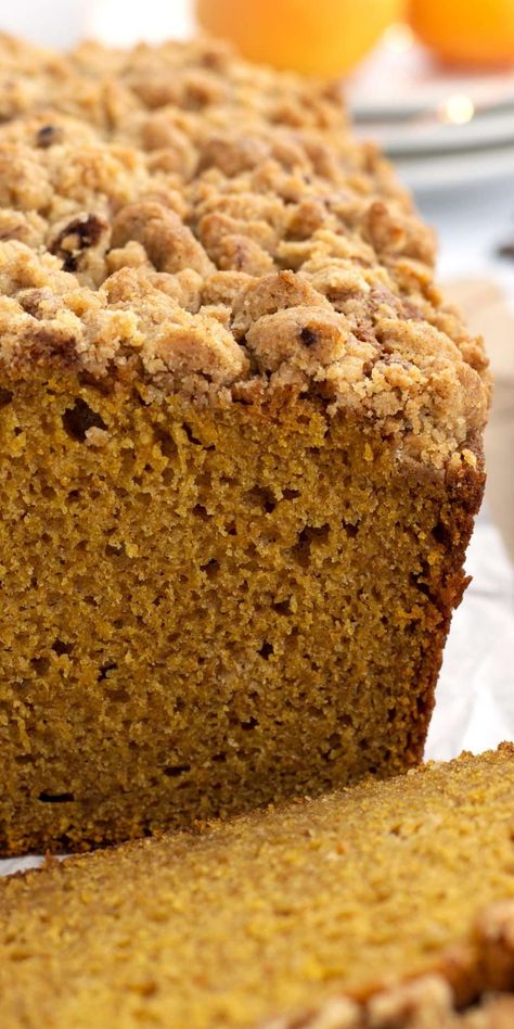 Embrace the coziness of fall with our easy pumpkin loaf, bursting with spiced flavors and a moist, tender interior. The crumble streusel topping adds the perfect finishing touch. Easy Pumpkin Loaf, Pumpkin Bread With Streusel Topping, Pumpkin Bread With Streusel, Easy Pumpkin Bread, Pumpkin Bread Easy, Thanksgiving Breakfast, Moist Pumpkin Bread, Pumpkin Loaf, Bites Recipes