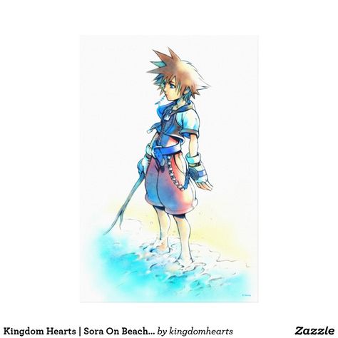 Kingdom Hearts | Sora On Beach Watercolor Canvas Print. Decorate Your Home With Beautiful Disney Art. #Disney #DisneyArt #HomeDecor #DisneyFamily #DisneyWallArt #Personalize #DisneyFan #UniqueGifts #DisneyCanvasArt Kingdom Hearts Watercolor, Kingdom Hearts Sora, Hearts Watercolor, Disney Wall Art, Disney Canvas Art, Disney Kingdom Hearts, Disney Kingdom, Sora Kingdom Hearts, Watercolor Postcard