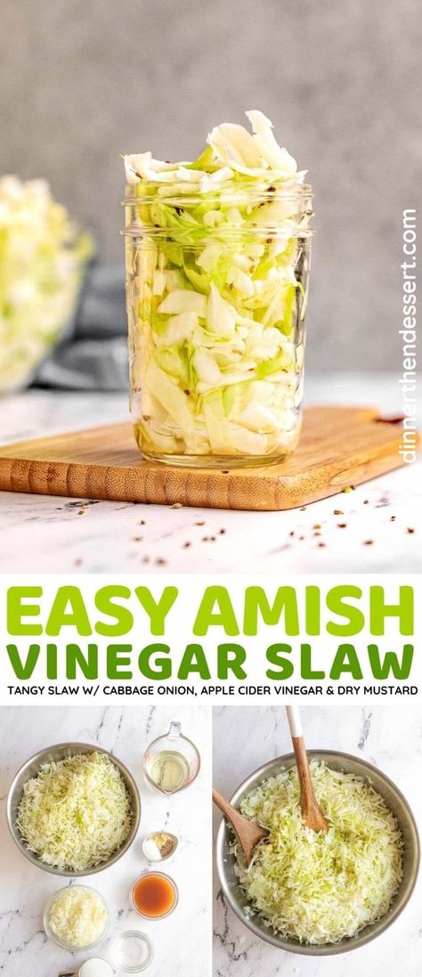 Amish Coleslaw, Coleslaw Vinegar, Freezer Slaw Recipe, Amish Salad, Vinegar Slaw Recipe, Pickled Slaw, Vinegar Slaw, Cabbage Coleslaw, Coleslaw Dressing Recipe