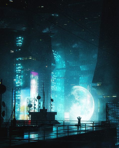 Lunar Punk, Sci Fi Aesthetic, Scifi City, Sci Fi City, Cyberpunk Aesthetic, Cyberpunk City, Arte Cyberpunk, Futuristic Art, Neo Noir