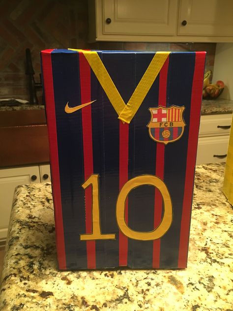 Messi Valentines Day box Messi Valentine Box Ideas, Soccer Ball Valentine Box Ideas, Soccer Valentine Box Ideas, Soccer Valentines, Valentine's Boxes, Valentines Card Holder, Valentines Day Box, Soccer Ideas, Valentines 2024