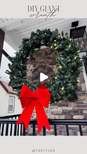 Tara Tedesco | Tnstyled on Instagram: "DIY WREATH! 🌲🎅🏼 follow @tnstyled for more! Some of these huge wreaths go for hundreds dollars (saw one in pottery barn that was over $500🤯) saw this on an HGTV blog so I of course had to try making it! But just tweaked a few things to make it a bit easier I felt. I used 8 garlands (target and Michael’s sell ones that are between $3-$5) a weighted hula hoop, drain pipe, lights and bow and this cost me around $50. Linking up what I used! #holidaydiy #christmasdiy #christmasdecor #holidaydecor #diy #diyprojects #diyhomedecor" Giant Christmas Wreath, Pipe Lights, Giants Wreath, Weighted Hula Hoop, Christmas Outdoors, California Christmas, Christmas Crafts Diy Projects, Diy Christmas Lights, Lighted Wreaths