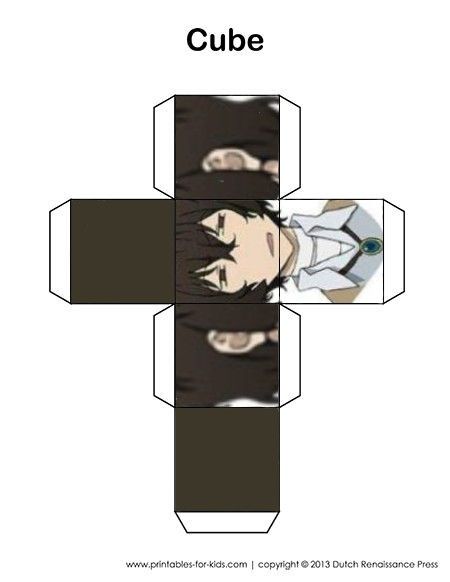 Bsd Paperized, Bsd Printables, Bungo Stray Dogs Papercraft, Chuuya Papercraft, Dazai Papercraft, Bsd Papercraft, Plushie Template, Cube Template, Origami Cube