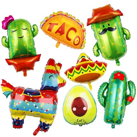 PRICES MAY VARY. Cactus Balloons Kits: Our kit includes 7Pcs giant 32 inch Cactus foil balloons, perfect for adding a touch of charm to your Fiesta, Cinco De Mayo,Summer Party, or Mexican Independence Day celebration Unique and Eye-catching Design: Featuring cute Cactus characters and vibrant colors, these balloons will surely be the center of attention at your Taco Party Decorations Supplies Safe and High-Quality Materials: Crafted from non-toxic and harmless cactus aluminum foil, our balloons Taco Party Decorations, Fiesta Theme Party Decorations, Mexican Fiesta Party Decorations, Mexico Party, Mexican Party Decorations, Mexican Fiesta Party, Fiesta Party Decorations, Fiesta Theme Party, Fiesta Theme