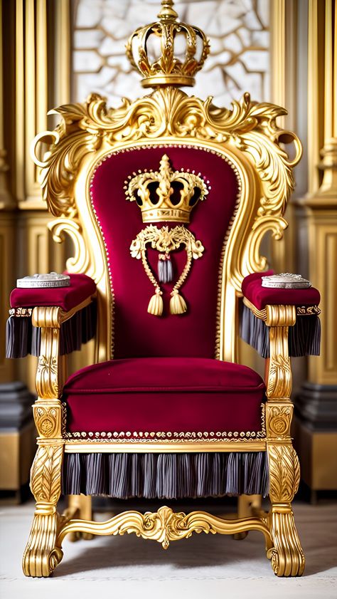 Royal Chair Design, King Chair Royals, Royal Chairs Furniture, Diy Royal Throne Chair, Fantasy Throne Chair, Gold Throne, King Throne Chair, Royal Throne Chair, Iphone Wallpaper Modern