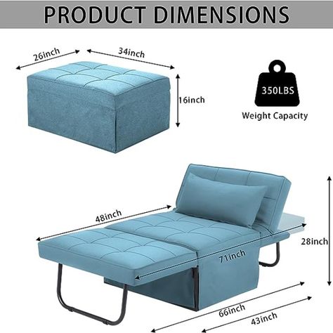 Sofa Bed,4 in 1 Multi Function Folding Ottoman Sleeper Bed, Modern Convertible Chair Adjustable Backrest Sleeper Couch Bed for Living Room Small Room Apartment, Light Blue Foldable Furniture Small Apartments, Galactic Room, Convertible Bunk Bed Sofa, Chair That Folds Out To A Bed, Folding Sofa Bed Wood, Foldable Couch, Bi Fold Sofa Bed Frame Dimensions, Small Space Sleeper Sofa, 3 Fold Sofa Cumbed