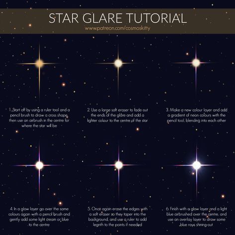 Space Tutorial Digital, Space Digital Art Tutorial, Drawing Coloring Tutorial, How To Draw Space Digital, How To Draw Stars, How To Draw Space, Star Digital Art, Potion Drawing, Stars Digital Art