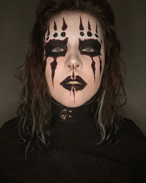 Slipknot Concert Makeup, Ghost Makeup Band, Slipknot Makeup Looks, Joey Jordison Makeup, Joey Jordison Aesthetic, Ghost Band Makeup, Korn Makeup, Black Face Paint Ideas, Slipknot Makeup