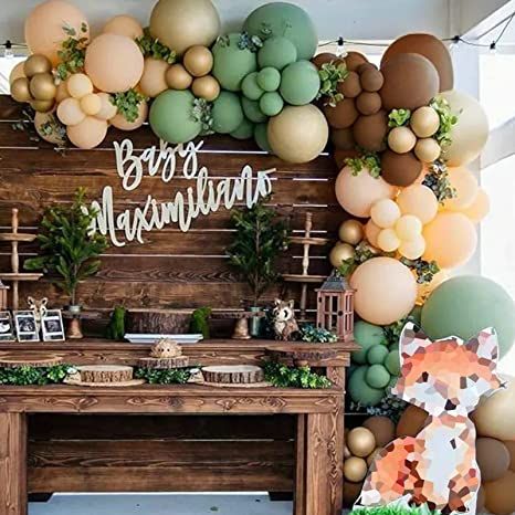 Amazon.com: TOPLLON Sage Green Brown Balloon Garland Kit 140 Pcs, Safari Woodland Balloon Arch with Sage Green Dark Brown Beige Gold Matte Balloons for Baby Shower Safari Birthday Decorations : Toys & Games Jungle Balloons, Garland Birthday, Blowing Up Balloons, Baby Shower Woodland Theme, Green Balloon, Safari Birthday, Animal Baby Shower, Arch Kit, Baby Shower Planning