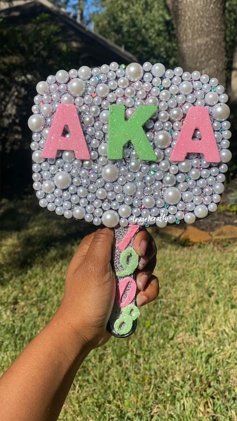 Alpha Kappa Alpha Crafts, Sorority Gifts Diy, Alpha Kappa Alpha Gifts, Sorority Diy, Pictures Mirror, Sorority Pictures, Pearl Mirror, Aka Sorority Gifts, Big Little Basket