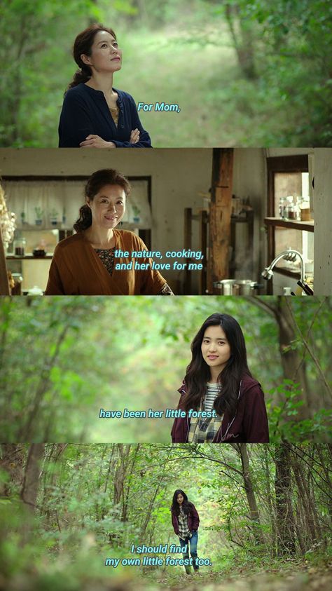 #feelgood #favourites #korean #movie #HyeWon #KimTaeRi #JaeHa #RyuJunYeol #EunSook #JinKiJoo #countryside #peace #farming #orchyard #life #quotes #food #cravings #seasons #friendship #family #mother #love #home #simple #feelings #littleforest Into The Forest Movie, Nature Movies, Quotes Food, Quotes Drama Korea, Action Quotes, Classic Poems, Korean Movies, Movie Dialogues, Asian Movies