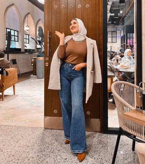 Charleston Jeans, Jeans Hijab Outfit, Jeans Hijab, Jeans Pants Outfit, Hijab Fashion Summer, Jeans Outfits, Bottom Jeans, Outfit Hijab, Hijab Outfit