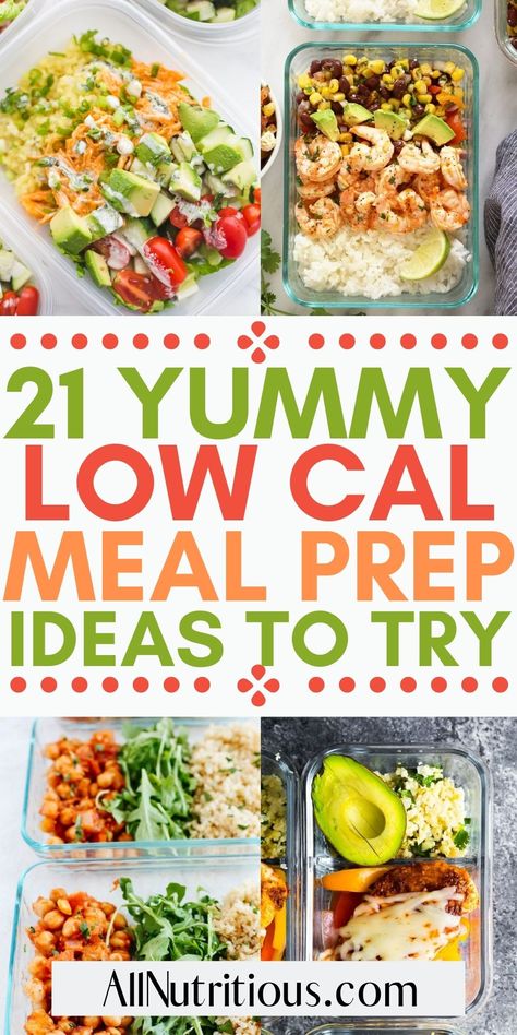 Eating a healthy, low calorie diet doesn’t have to be bland when you make flavorful low calorie recipes like these low calorie meal prep ideas. These healthy meal preps are easy to make so you can enjoy more low calories meals. #MealPrep #HealthyRecipes Low Calorie Meal Prep Lunches, Meals Under 200 Calories, Shrimp Meal Prep, Low Calorie Meal Prep, Low Calorie Salad, 400 Calorie Meals, Low Calorie Lunches, Low Calorie Meal, Healthy Low Calorie Meals