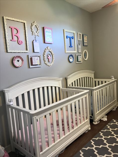 Twin nursery for boy/girl twins. Vintage nursery rhymes Twin Babies Nursery, Boy Girl Twins Nursery, Twin Nursery Room, Twin Boys Nursery, Twin Baby Rooms, Twin Girls Nursery, Twin Nursery, Boy Girl Nursery, Boy Girl Bedroom