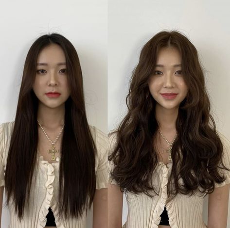 Big Wave Perm Long Hair, Korean Hair Perm Waves, Jelly Perm Korean, Korean Digital Perm Long Hair, Big Perm Curls, Korean Perm Long Hair, S Curl Perm, Korean Perm Hair, Asian Wavy Hair