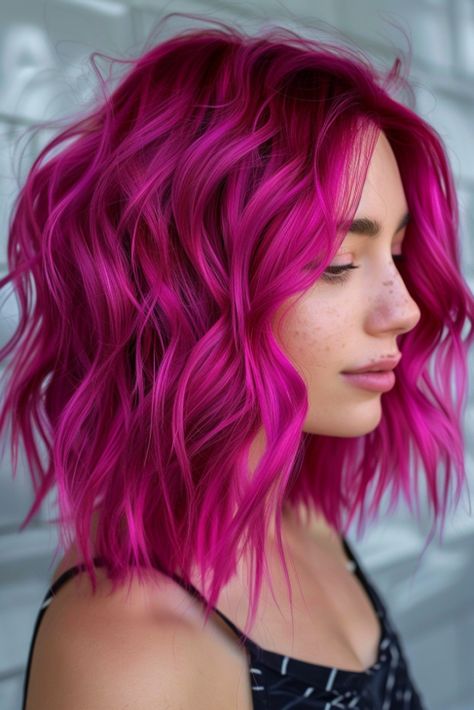 52+ Stunning Pink Hair Color Ideas to Make a Statement Watermelon Pink Hair, Strawberry Blonde Hair With Purple, Fun Hair Color Ideas For Brunettes Short, Pink Hair Color Ideas For Short Hair, Pink To Purple Hair, Pink Hair Peekaboo, Colored Hair Aesthetic, Pink And Copper Hair, Pink Hair Highlights Brunette