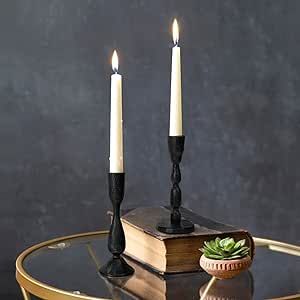 Black Candlestick Holders, Black Taper Candles, Bedroom Vibes, Elegant Candle Holders, Black Candle Holders, Wrought Iron Candle Holders, Iron Candle Holders, Iron Candlesticks, Iron Candle Holder