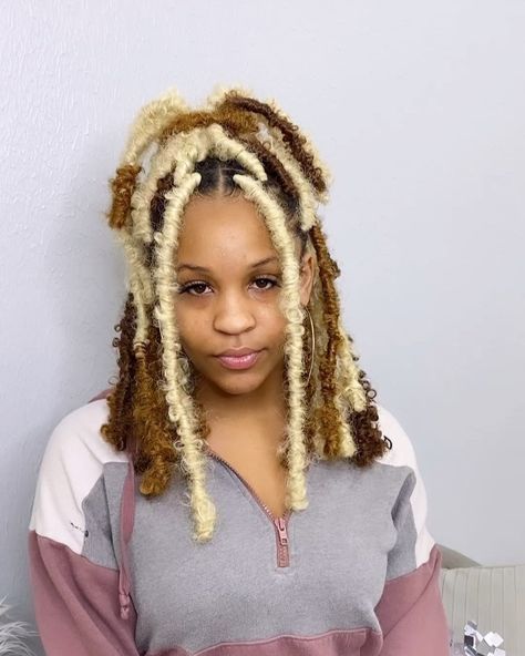 27 Butterfly Locs, Locs Colors, Distressed Butterfly Locs, Butterfly Locs, Loc Styles, Blonde Color, Black Girls Hairstyles, Curly Hair Styles Naturally, Locs