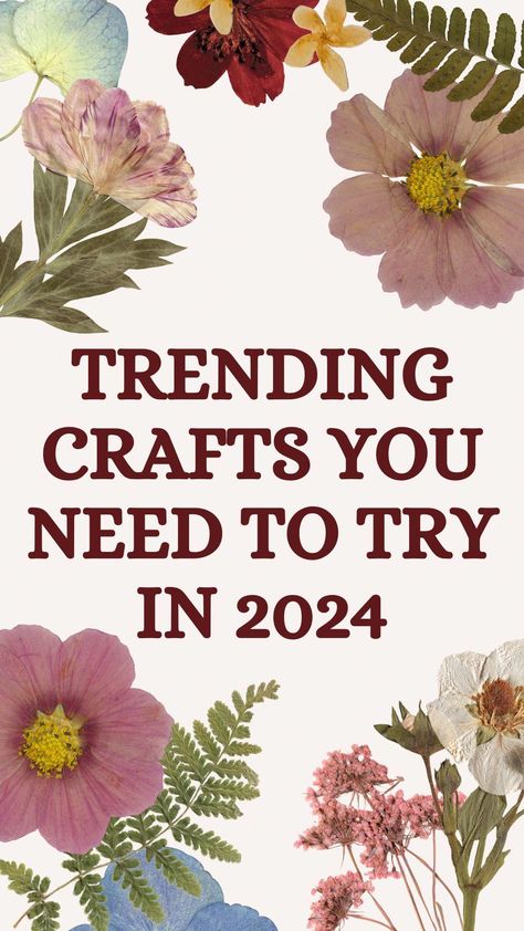 If you haven't tried any of these trending crafts for 2024, now is the time! You just might find your new favorite hobby! Adult Spring Crafts Diy Projects, Popular Trends 2024, Easy Diy Items To Sell, Trending Sewing Crafts To Sell, Diy Craft For Adults, Whats Trending Now In Crafts For 2023, Hot Crafts For 2024, Current Craft Trends, Newest Crafts Trends Diy 2023