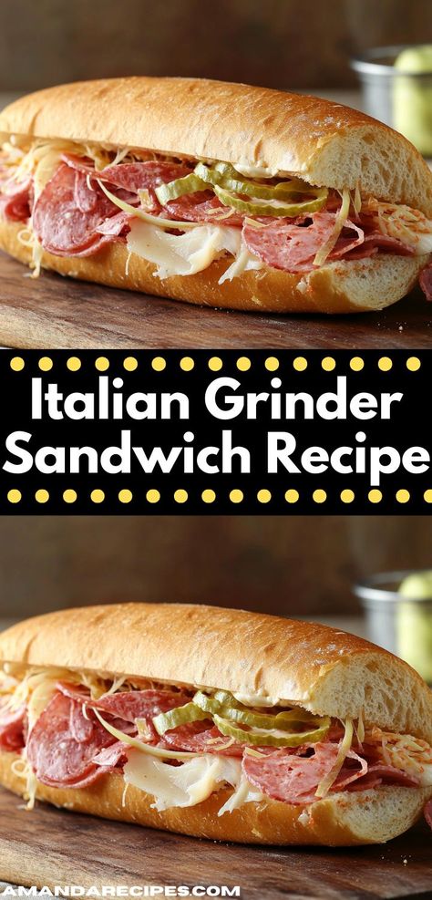 The Italian Grinder Sandwich combines flavorful deli meats and cheeses with fresh toppings, creating a delightful blend of textures and tastes. Ideal for picnics, gatherings, or a quick weeknight meal. Grinder Sandwich Recipe, Beef Ground Recipes, Italian Grinder Sandwich, Simple Ground Beef Recipes, Italian Sandwich Recipes, Italian Grinder, Quick Beef Recipes, Grinder Salad, Grinder Sandwich