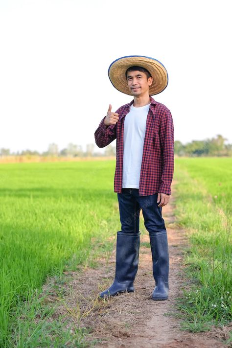 Farmer Man, Rice Farm, Tattoos Black Women, Man Smile, Heart Shaped Hands, Poster Flat, Farmer Boy, Green Rice, Olive Top