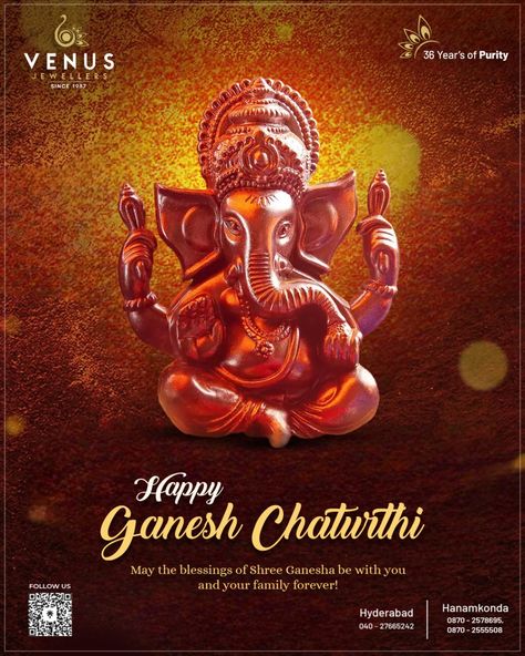 Wishing you all a joyous and blessed Vinayaka Chaturthi ! 🐘🪔 May Lord Ganesha fill your life with prosperity, happiness, and the removal of obstacles. Let's celebrate the divine presence and seek His blessings. ... ... ... #venusjewllers #VinayakaChaturthi #GaneshChaturthi #GanpatiBappaMorya #LordGanesha #FestivalOfJoy #Blessings #Happiness #Prosperity #Faith #Celebration #Ganeshotsav #DivineBlessings #Wishes Vinayaka Chaturthi Wishes, Vinayaka Chaturthi, Happy Ganesh, Happy Ganesh Chaturthi, Ganesh Chaturthi, Lord Ganesha, Let's Celebrate, Lets Celebrate, The Divine