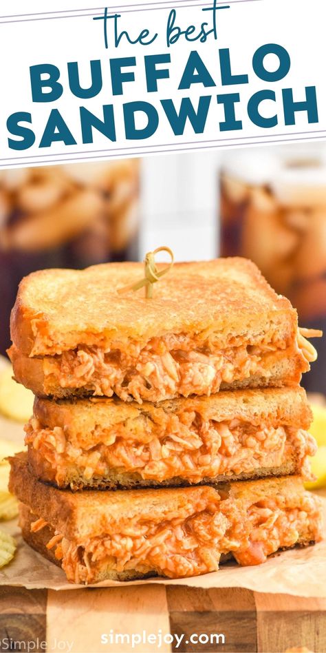 This Buffalo Chicken Sandwich is the ultimate grilled cheese. Shredded chicken, buffalo sauce, mozzarella, and blue cheese combine to make the most delicious easy meal. Grilled Buffalo Chicken Sandwich, Buffalo Chicken Cups, Grilled Cheese Maker, Buffalo Chicken Pinwheels, Buffalo Chicken Sandwich, Buffalo Chicken Sauce, Shredded Chicken Sandwiches, Grilled Buffalo Chicken, Chicken Buffalo