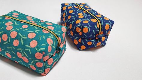 Makeup Pouch Pattern, Diy Bag Patterns, Box Bag Pattern, Makeup Pouch Diy, Makeup Bag Pattern, Box Bag Tutorial, Pouch Diy, Pouch Sewing, Bag Pattern Free