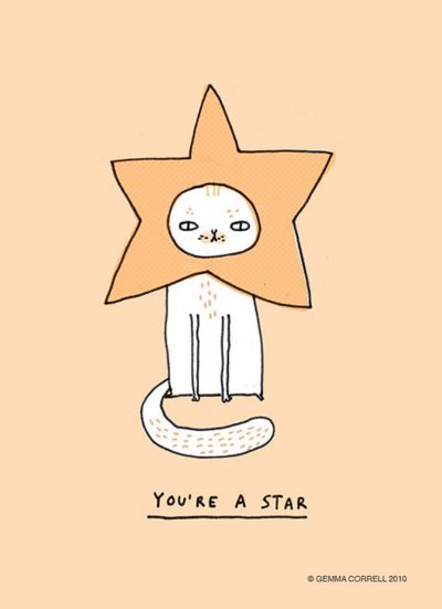 You're A Star  Gemma Correll I Beg Your Pardon, Gemma Correll, Posca Art, Desenho Tattoo, Arte Inspo, Cat Illustration, Rose Garden, Cat Drawing, 귀여운 동물