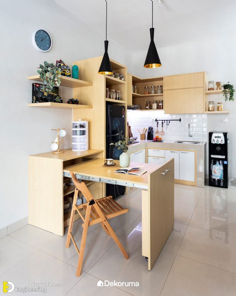 28+ Smart Ideas For Small U-Shaped Kitchens With Breakfast Bar | Engineering Discoveries Corner Breakfast Bar Ideas, Small Kitchen Ideas With Breakfast Bar, Breakfast Bar Small Space, Small Straight Kitchen, L Shaped Kitchen Breakfast Bar, Add Breakfast Bar To Small Kitchen, Parallel Kitchen With Breakfast Counter, Small Galley Kitchen With Breakfast Bar, L Shape Breakfast Bar