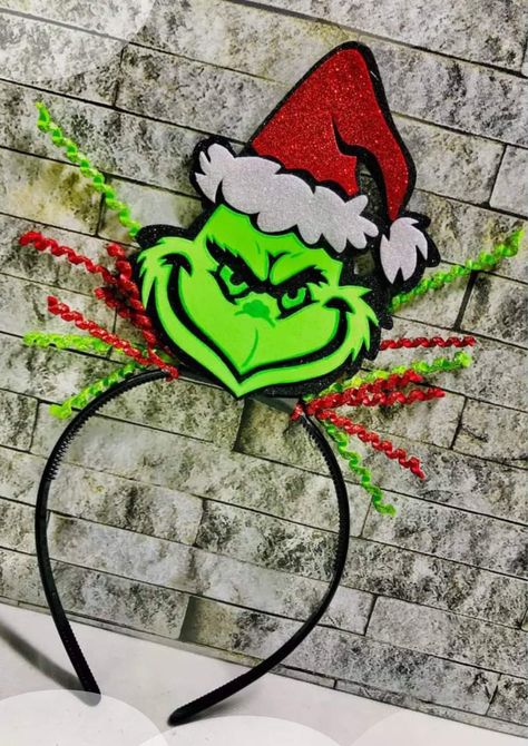 Grinch Headband, Christmas Headpiece, Holiday Headbands, Disney Frozen Olaf, Ideas Navideñas, Christmas Headband, Elf Hat, Handmade Hair Bows, Head Bands