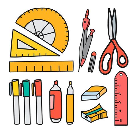 Stationary Illustration, School Vector, Doodle Doodle, Free Illustration Images, Props Art, Doodle Style, Cute Food Drawings, Drawing Style, Anime Accessories