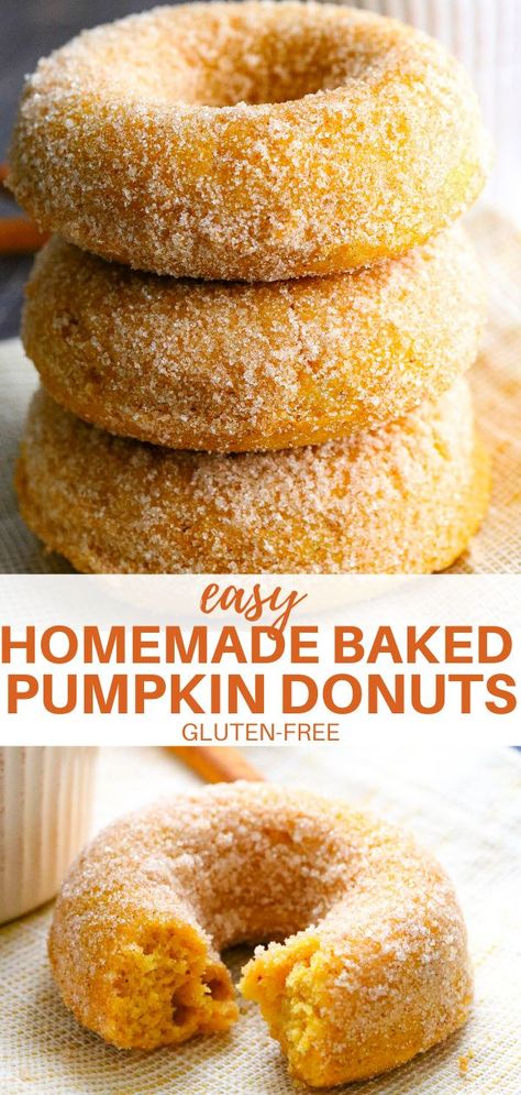 Beignets Cuits, Gluten Free Doughnuts, Gluten Free Pumpkin Recipes, Gluten Free Donuts, Healthy Baked, Pumpkin Recipes Dessert, Homemade Donuts, Pinch Me, Healthy Fall