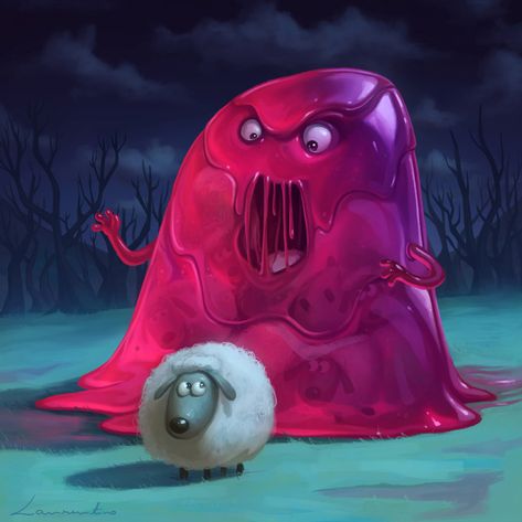 Horror Jelly on Behance Jelly Character Design, Horror Illustration Art, Jelly Character, Jelly Monster, Jelly Illustration, Candy Kingdom, Gelatinous Cube, Candy Games, Illustration Art Design