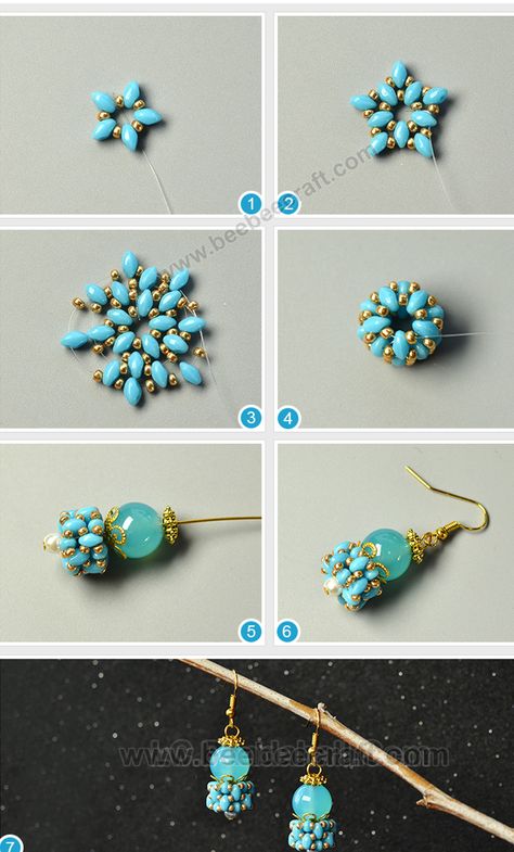 Two Hole Beads, Anting Manik, Jewerly Making, Beaded Jewelry Tutorials, Beaded Earrings Patterns, Beads Earrings, Earring Tutorial, Beaded Jewelry Patterns, Earring Patterns