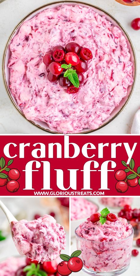 Cranberry Fluff Easy Cranberry Fluff, Cranberry Fluff Salad, Fluff Recipes, Fluff Salads, Random Desserts, Holiday Deserts, Cranberry Jello Salad, Cranberry Salad Recipes, Cranberry Fluff