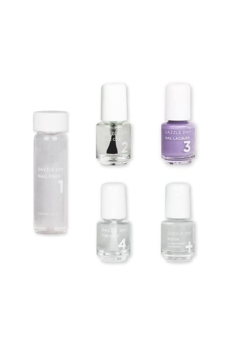 Dazzle Dry Mini Kit 4 Step System - Week in Provence, a cool lavender. Full coverage, cream. (5 Piece Kit) Dazzle Dry Nail Polish, Dazzle Dry, Client Gift Ideas, Grey Nail Polish, Quick Dry Nail Polish, Fashion Accessories Diy, Cruelty Free Nail Polish, Dry Nails Quick, Nail Prep