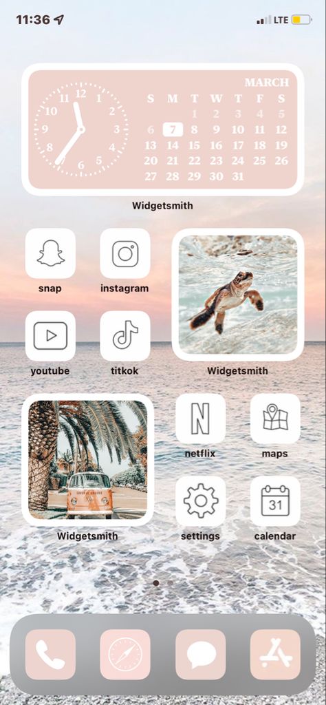 Beach Theme Phone Icons, Beach Theme Homescreen, Cute Iphone Screen Layout, Home Screen Layout Iphone Summer Theme, Beach Aesthetic Homescreen Layout, Beach Theme Widget, Apple Home Screen Layout Aesthetic, How To Make Aesthetic Homescreen, Beach Widgetsmith Ideas