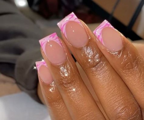 Nails Without French Tips, Short French Tip Designs, French Tip Designs, Short French Tip, Pink French Tip, French Tip Design, Short French, Pink French, Short Square Acrylic Nails