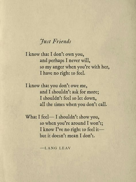 Just friends #langleav Cute Short Poem For Best Friend, Lang Leav Quotes, Lang Leav Poems, Quotes About Moving On From Friends, Poems Deep, Just Friends Quotes, Meaningful Poems, Friend Poems, Lang Leav