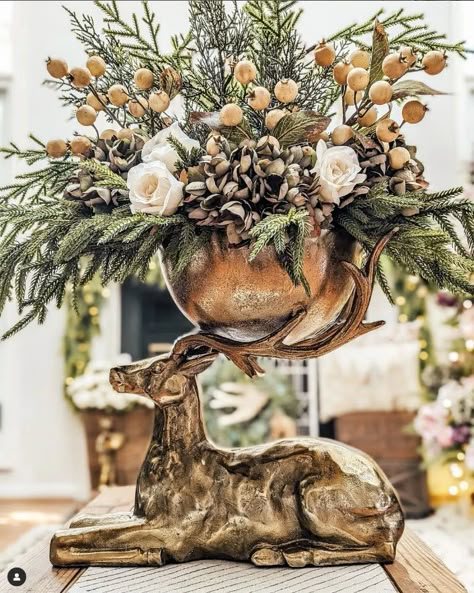 This buck bowl and faux florals can be displayed during any season. Neutral colors AND neutral pieces that can be used in multiple seasons is how you get more bang for your buck! #christmasreindeer #christmasdeer #centerpiece #centerpieces #christmascenterpiece #centerpieceidea #centerpiecedecor #christmasdecor #christmasdecorations #fleamarketdecor #cottagestyle #cottagesandbungalows #americanfarmhousestyle #cottagestyle #modernfarmhouse #cottagedecor #cozycottage #farmhousechristmas Christmas Table Centerpieces, Faux Floral Arrangement, Candle Matches, Christmas Centerpiece, Centerpiece Ideas, Floral Garland, Christmas Floral, Elegant Christmas, Christmas Centerpieces