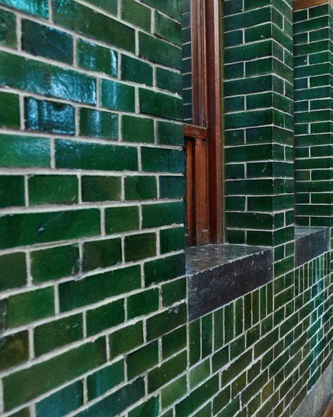 Glazed Brick Architecture, Glazed Brick Facade, Glazed Bricks, Character Depth, Urban Cafe, Outside Tiles, Brick Face, Glazed Brick, Retro Living Rooms