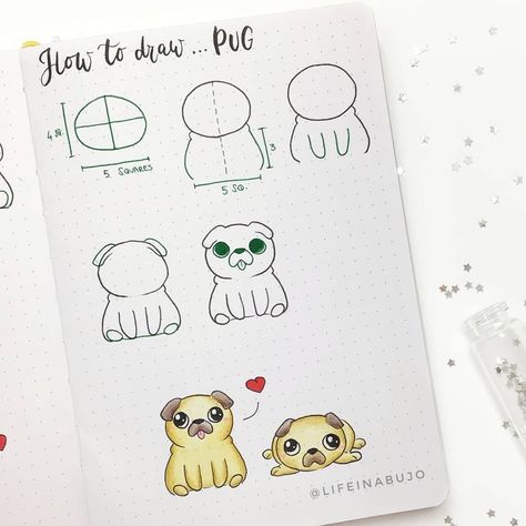 @lifeinabujo on Instagram: “After the corgi I've thought you would have appreciated Doug the Pug 💜💕 Aren't the pugs the funniest dogs on earth? 💕 . . . . . . . . .…” Pug Doodle Easy, Pug Doodle, Desenhos Love, Doug The Pug, Sketch Pad, The Pug, Planner Ideas, Bullet Journaling, Doodle Drawings