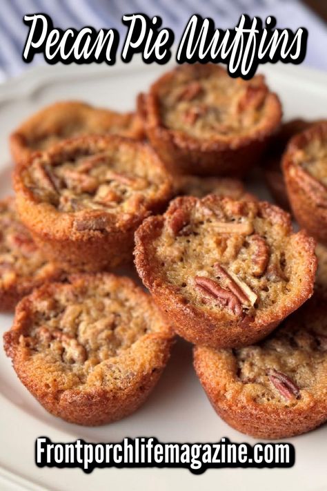 Pecan pie muffins recipe is so simple! Brown sugar, pecans, butter, flour, and eggs are all you need to make these delicious little treats. If you like Southern pecan pie, you’re going to love them. Perfect with coffee or lunchbox and after school treats. Sweet Potato Pecan Muffins, Pecan Muffins Recipe Brown Sugar, Pecan Pie Muffins Easy, Southern Lady Cooks Recipes, Pecan Pie Muffins Recipe, Pecan Muffins Recipe, Brown Sugar Pecans, Magic Muffins, Survival Recipes