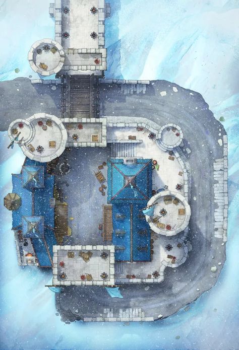 Riverwood Toll Castle | Czepeku Maps Ice Castle Dnd Map, Czepeku Maps, Dnd Planning, Snow Map, Broken Bridge, Frozen Castle, Snow Castle, Icewind Dale, Map Ideas