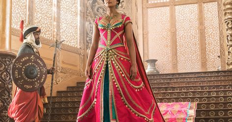 Jasmine Live Action, Aladdin Live, Mena Massoud, Jasmine Dress, Naomi Scott, Lengha Choli, Aladdin And Jasmine, Blue Lehenga, Disney Live Action