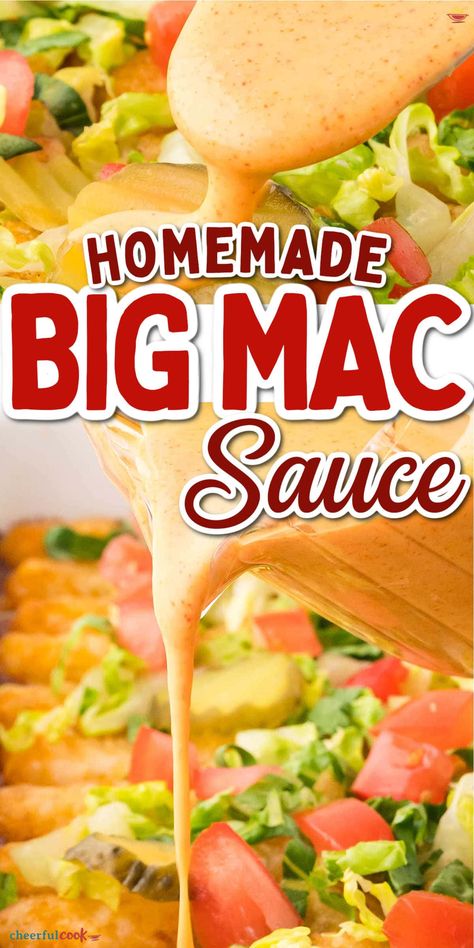 Home Made Mac Sauce, Homemade Mac Sauce, Bigmac Sauce Easy, Homemade Big Mac Burgers, Easy Big Mac Sauce, Big Mac Sauce Recipe Copycat, Beef And Noodles Crockpot, Copycat Big Mac, Big Mac Burger