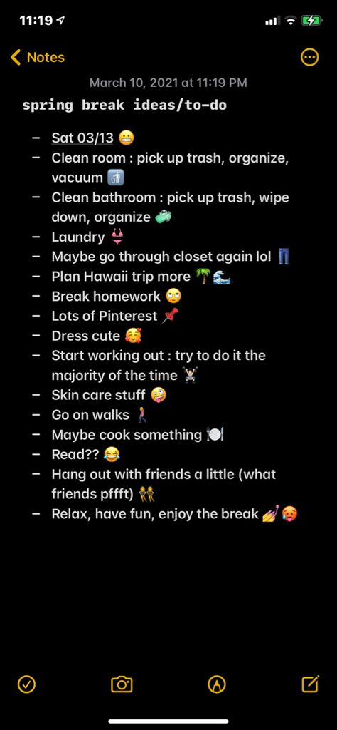 Kind of boring spring break, but productive #list #springbreak #school Start Working Out, Pick Up Trash, Things To Do Alone, Productive Things To Do, Clean Room, Hawaii Travel, Spring Break, Things To Do, How To Plan